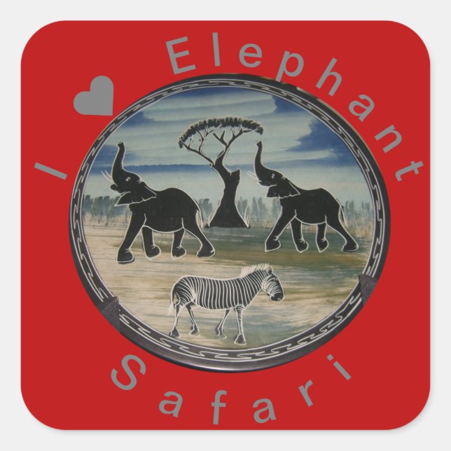 African Elephant Art Print Square Sticker (Front)
