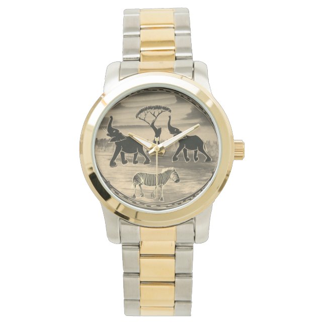 African Elephant Art Print Watch (Front)