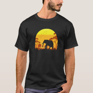African Elephant Baby Savannah Safari Animal Retro T-Shirt