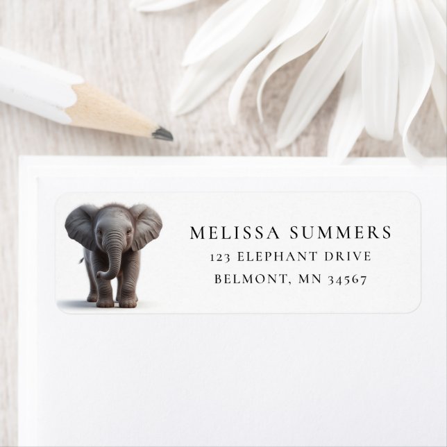African Elephant Calf Return Address Label (Insitu)