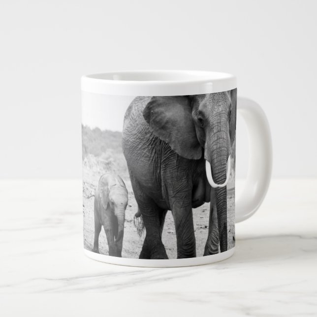 African Elephant & Calves | Kenya, Africa Large Coffee Mug (Front Right)