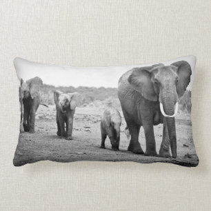 African Elephant & Calves   Kenya, Africa Lumbar Cushion