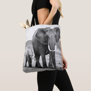 African Elephant & Calves Kenya, Africa Tote Bag