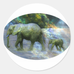 African Elephant Classic Round Sticker