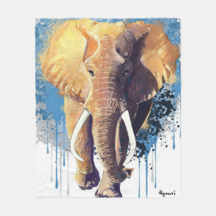 African Elephant Design Wildlife Animal Fleece Blanket