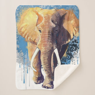 African Elephant Design | Wildlife Animal Sherpa Blanket