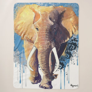 African Elephant Design Wildlife Animal Sherpa Blanket