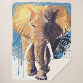 African Elephant Design | Wildlife Animal Sherpa Blanket