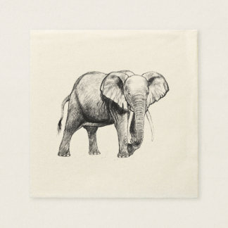 African elephant drawing napkin