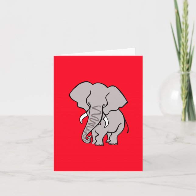 African ELEPHANT-Endangered animal - Red Card (Front)