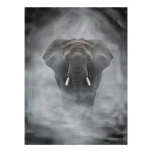 African Elephant in Misty Fog Serene Impasto Photo Print