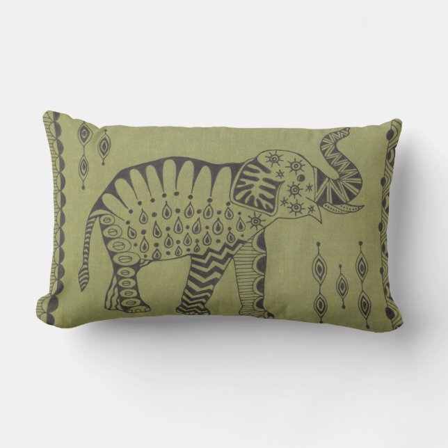 African Elephant Lumbar Cushion (Front)