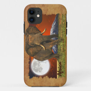 African Elephant & Moon II Cell Phone Case