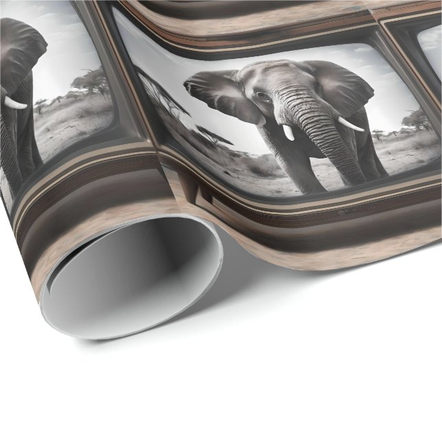 African Elephant On Analogue Television, Wrapping Paper (Roll Corner)