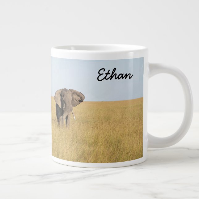 African Elephant Personalise Name Seriously Large Coffee Mug (Right)