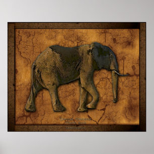 African Elephant Rustic Art Print