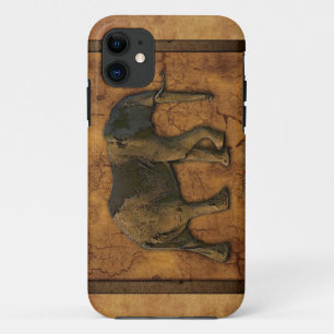 African Elephant & Rustic BG Cell Phone Case