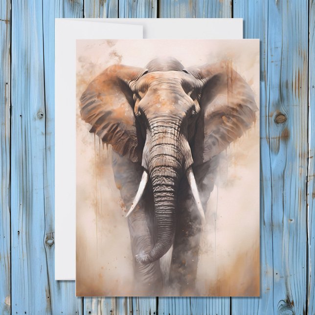 African Elephant Safari Portrait Holiday Card (Creator Uploaded)