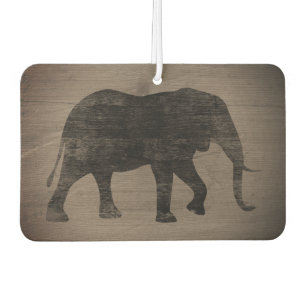 African Elephant Silhouette Rustic Style Car Air Freshener