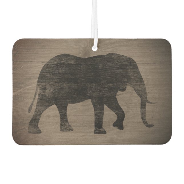 African Elephant Silhouette Rustic Style Car Air Freshener (Front)