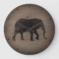 African Elephant Silhouette Rustic Style