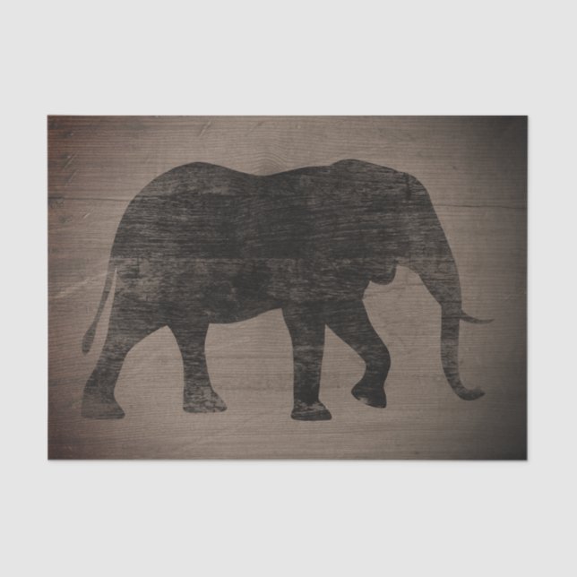 African Elephant Silhouette Rustic Style Tissue Paper (Front)