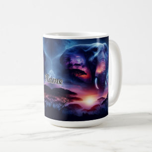 African Elephant Silhouette Sunset Safari Coffee Mug
