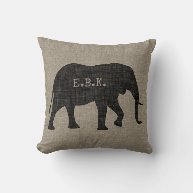 African Elephant Silhouette with Custom Text Cushion (Front)