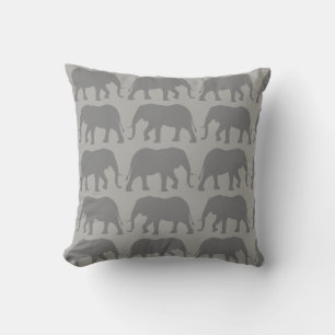 African Elephant Silhouettes Pattern Cushion