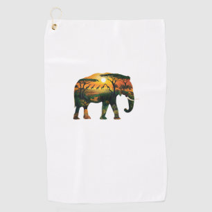 African Elephant Sunset Safari Nature Lovers Shirt Golf Towel