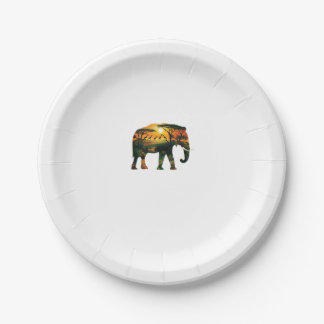 African Elephant Sunset Safari Nature Lovers Shirt Paper Plate