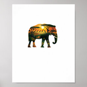 African Elephant Sunset Safari Nature Lovers Shirt Poster