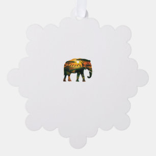 African Elephant Sunset Safari Nature Lovers Shirt Tree Decoration Card