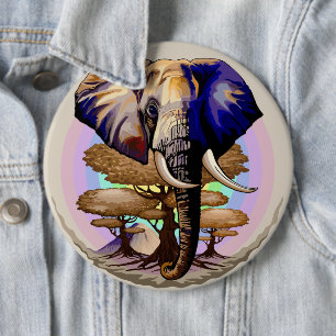 African Elephant Surreal Portrait  6 Cm Round Badge