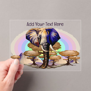 African Elephant Surreal Portrait  Acrylic Invitations