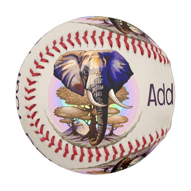 African Elephant Surreal Portrait  Baseball (Front Left)