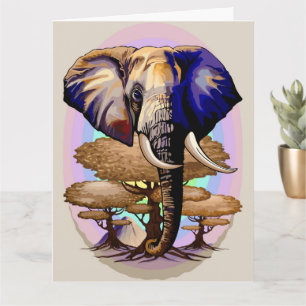 African Elephant Surreal Portrait  Card