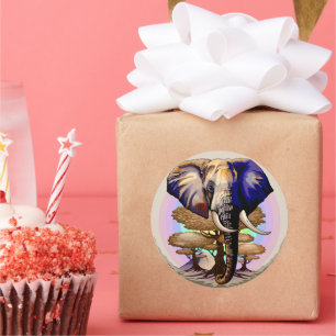African Elephant Surreal Portrait  Classic Round Sticker