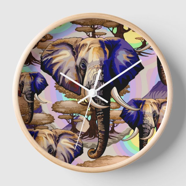 African Elephant Surreal Portrait  Clock (Front)