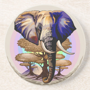 African Elephant Surreal Portrait  Coaster