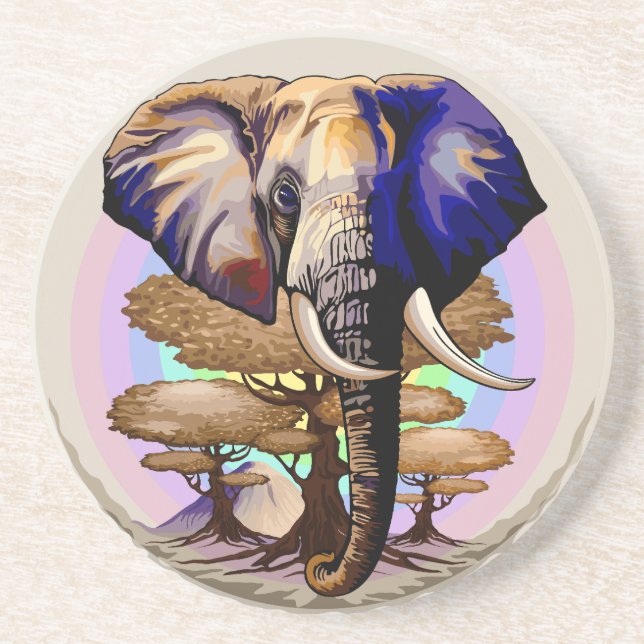 African Elephant Surreal Portrait  Coaster (Front)