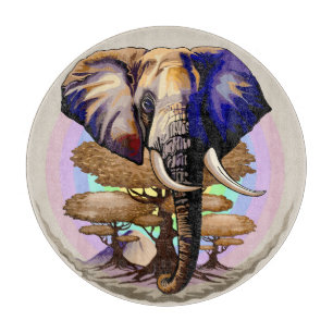 African Elephant Surreal Portrait  Cutting Board