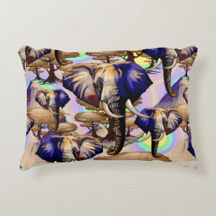 African Elephant Surreal Portrait  Decorative Cushion