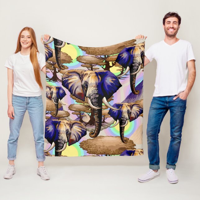African Elephant Surreal Portrait  Fleece Blanket (In Situ)