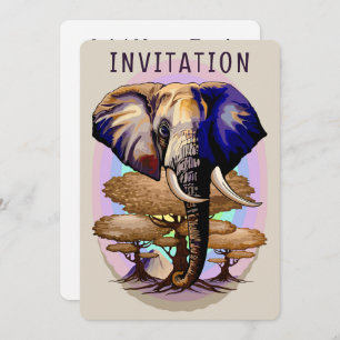African Elephant Surreal Portrait  Invitation