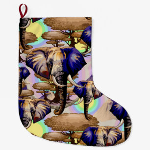 African Elephant Surreal Portrait Large Christmas Stocking