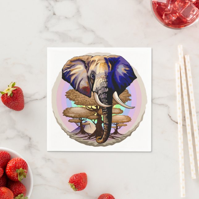 African Elephant Surreal Portrait  Napkin (Insitu)