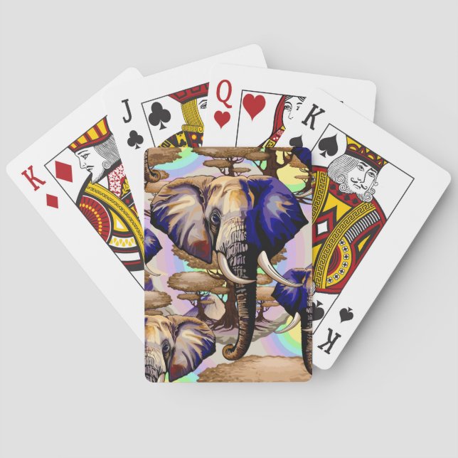 African Elephant Surreal Portrait  Playing Cards (Back)