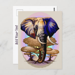 African Elephant Surreal Portrait Postcard
