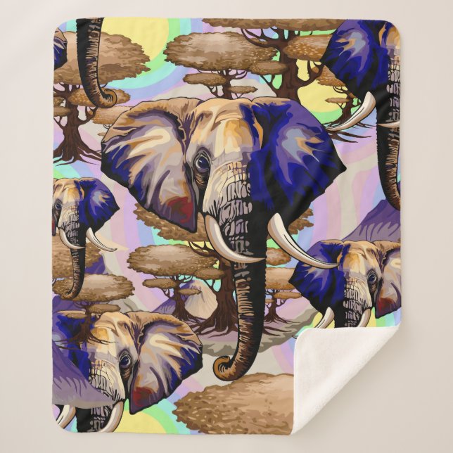 African Elephant Surreal Portrait  Sherpa Blanket (Front)